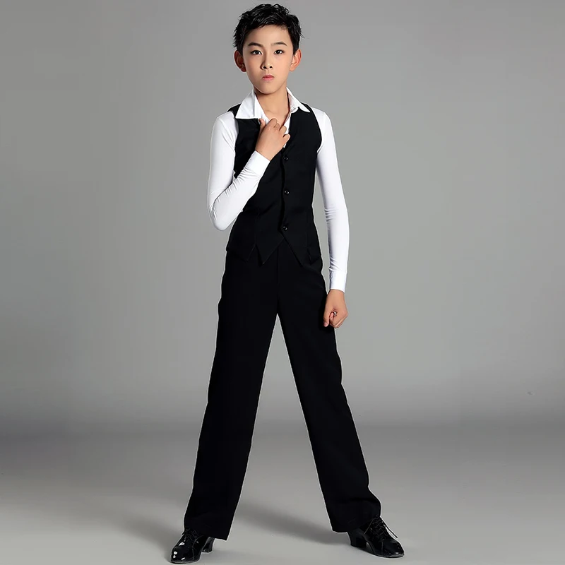 子供ラテンダンスパフォーマンス衣装少年の標準社交ダンスベスト子供チャチャワルツダンサーチョッキ VBH1693
