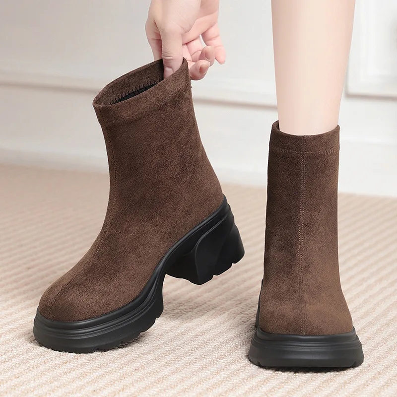

Flannel Warm Plush Women's Boots for Woman Shoes Autumn 2025 Women's Fashion Crystal Leather Winter Short Boots Black Size 35-41