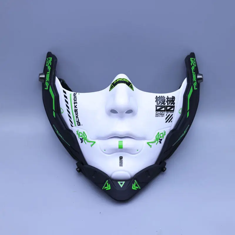 Cyber Punk Mask Halloween Sci-Fi Mechanical White Half-Face Mask Carnival Comic-Con Mask Party Bar Coser Props Cosplay Costumes