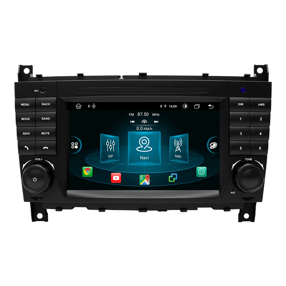 Bezprzewodowe Radio Samochodowe z CarPlay i Android Auto do Mercedes Benz Klasy C W203 W209 C180 W219 2004-2011 Android 14 8G+128GB 2Din GPS — 2