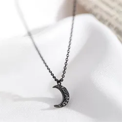 New Fashion Jewelry Black Moon Temperament 925 Sterling Silver Creative Simple Crystal Clavicle Chain Pendant Necklaces XL176