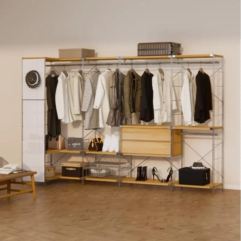 My hanger Japanese floor hanger Walk into open stainless steel metal wardrobe Corner coat rack Storage High Quality