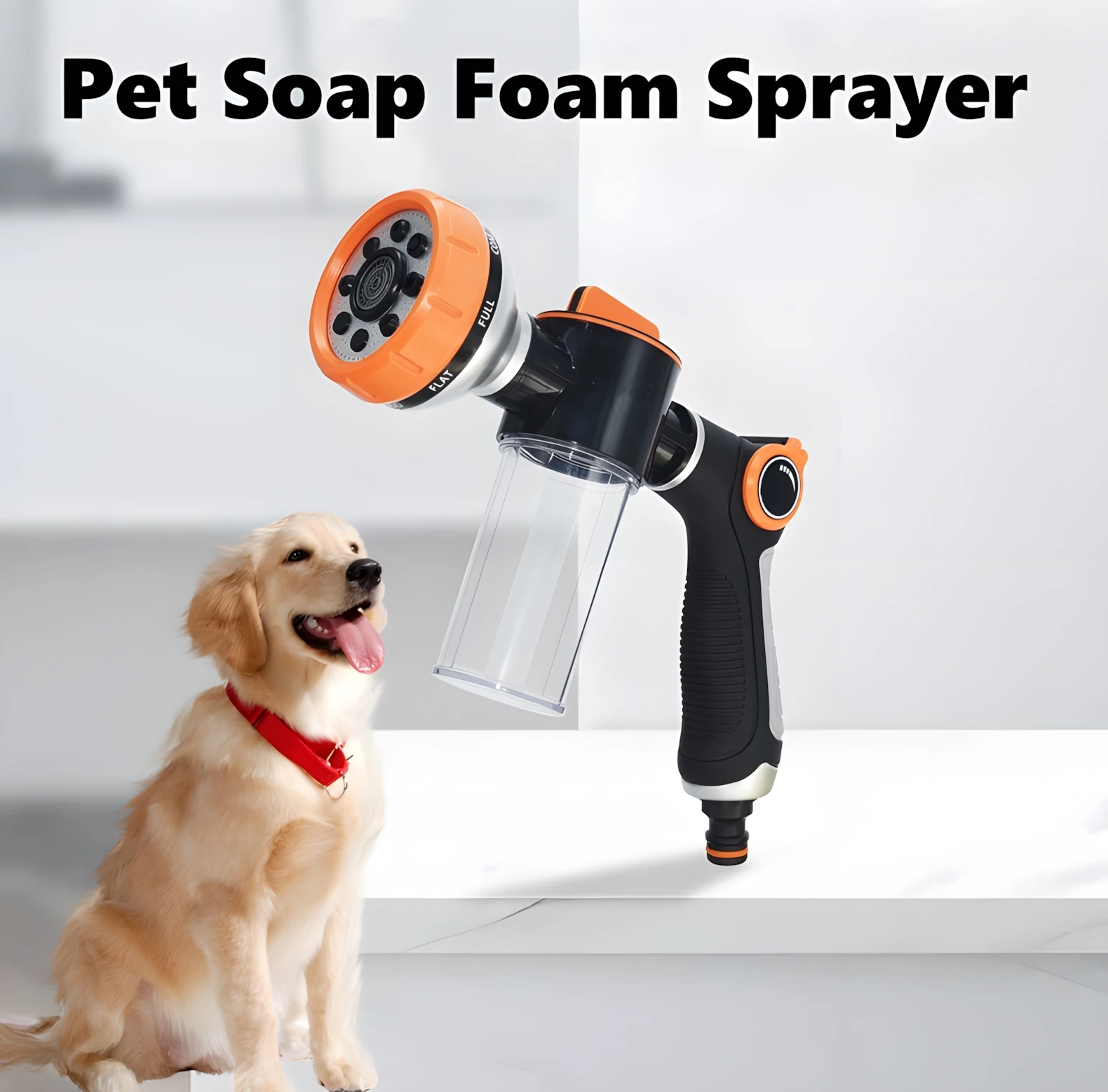 

Adjustable Mode Pet Shower High-pressure Sprayer Nozzle Hose Gun Cleaning Bath Water 3-Speed 8 Modes Soap Foam Lance Sprayer