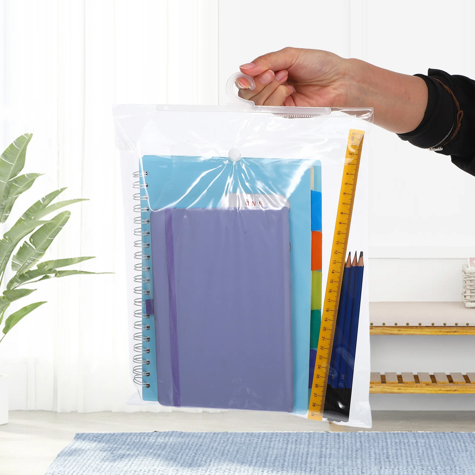 

30pcs Hanging Storage Bag Clear Pvc Organizer For Books Travel Accessories Classroom Supplies Storage Bags With Hanger