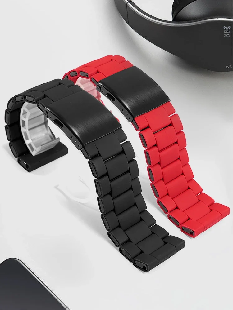 Glue-clad Steel Watch Strap Adaptation Substitute Diesey Red Devil Black Samurai Agelore Big Bang Seven Friday Geya Aerospace