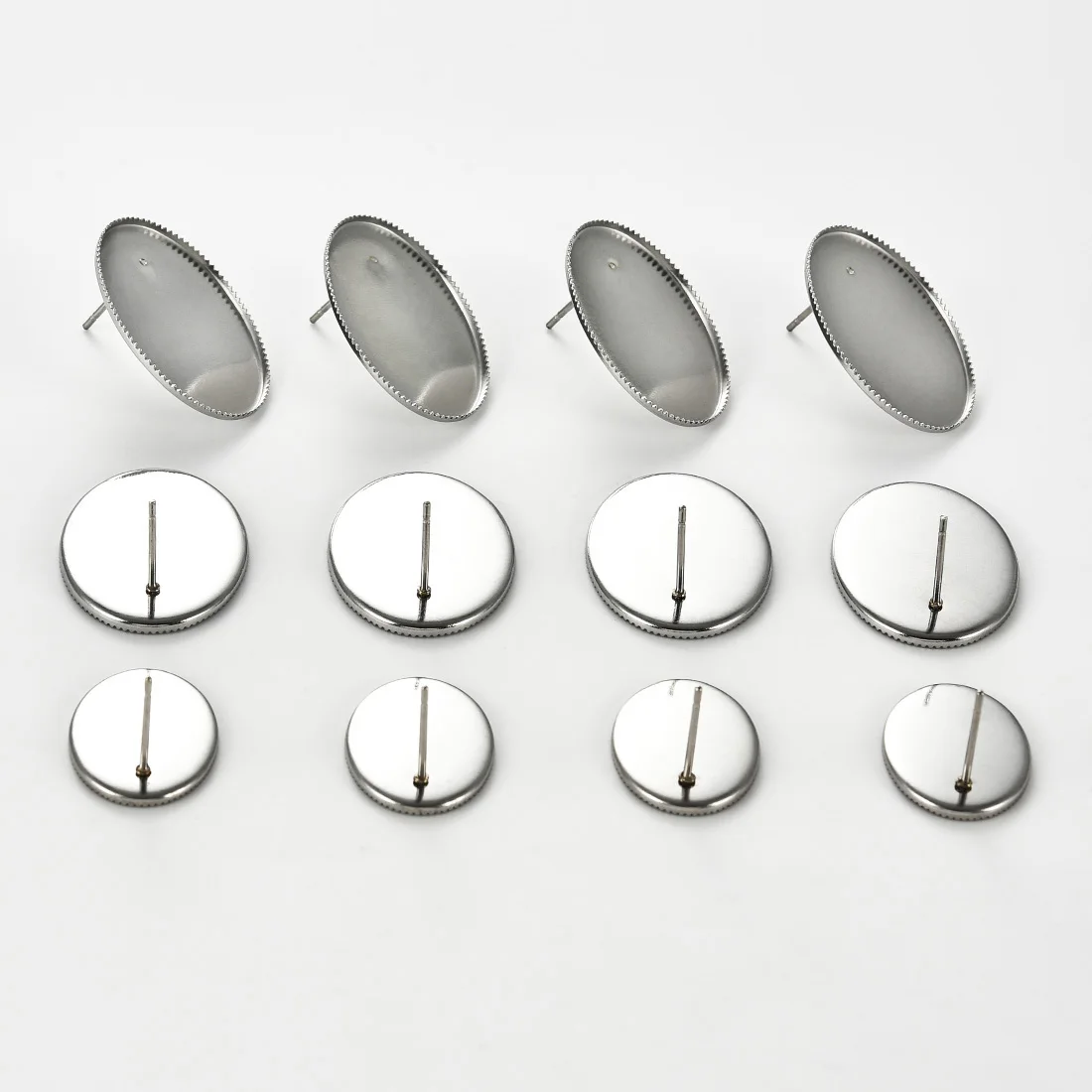 10/20Pcs Stainless Steel Oval Blank Earring Studs Settings Cameo Cabochon Base Trays for DIY Earring Jewelry Making Supplies