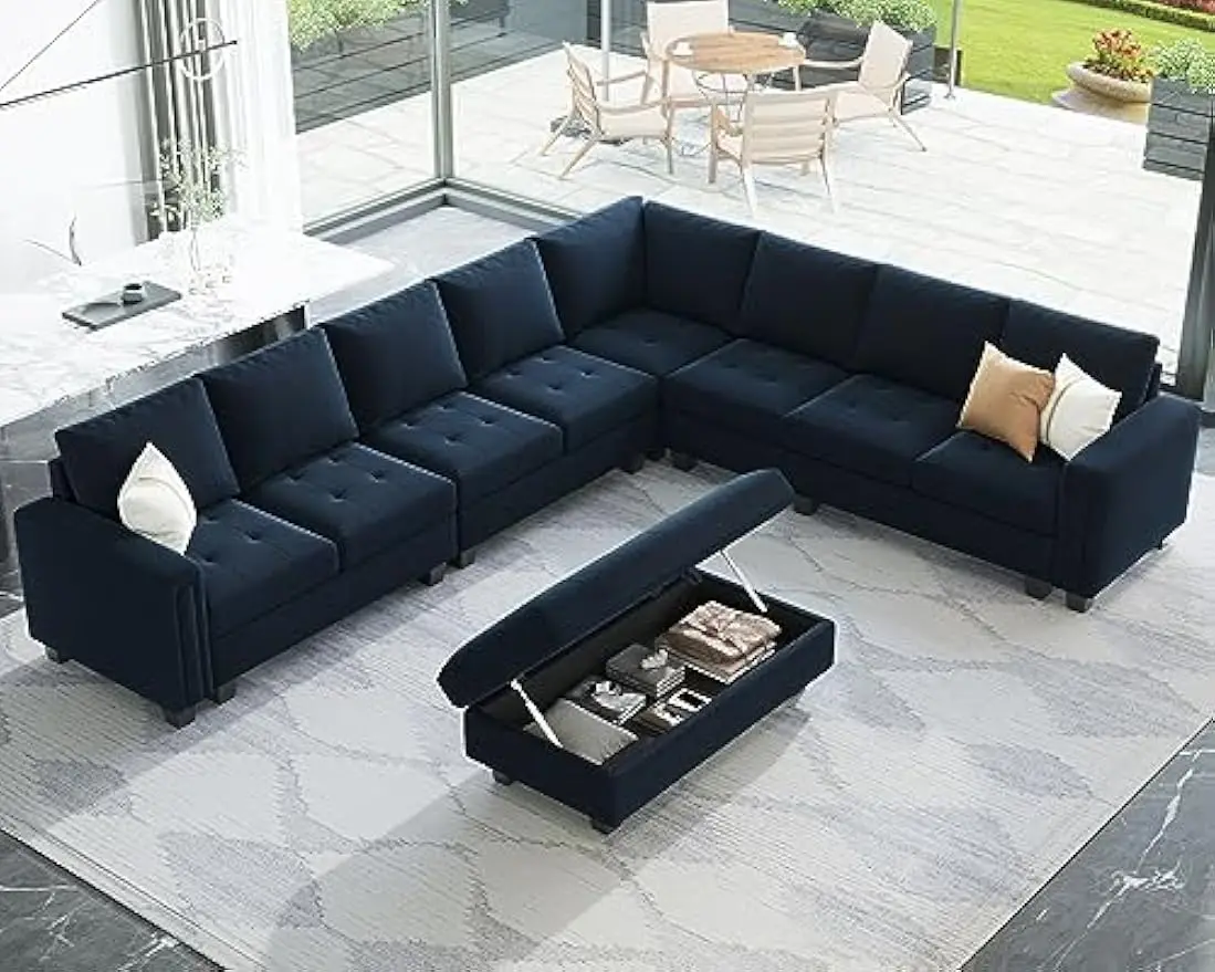 

Oversized Modular Sectional Sofa Couch Set with Storage Ottoman Corner Convertible Sectional Couch with Reversible Chaise