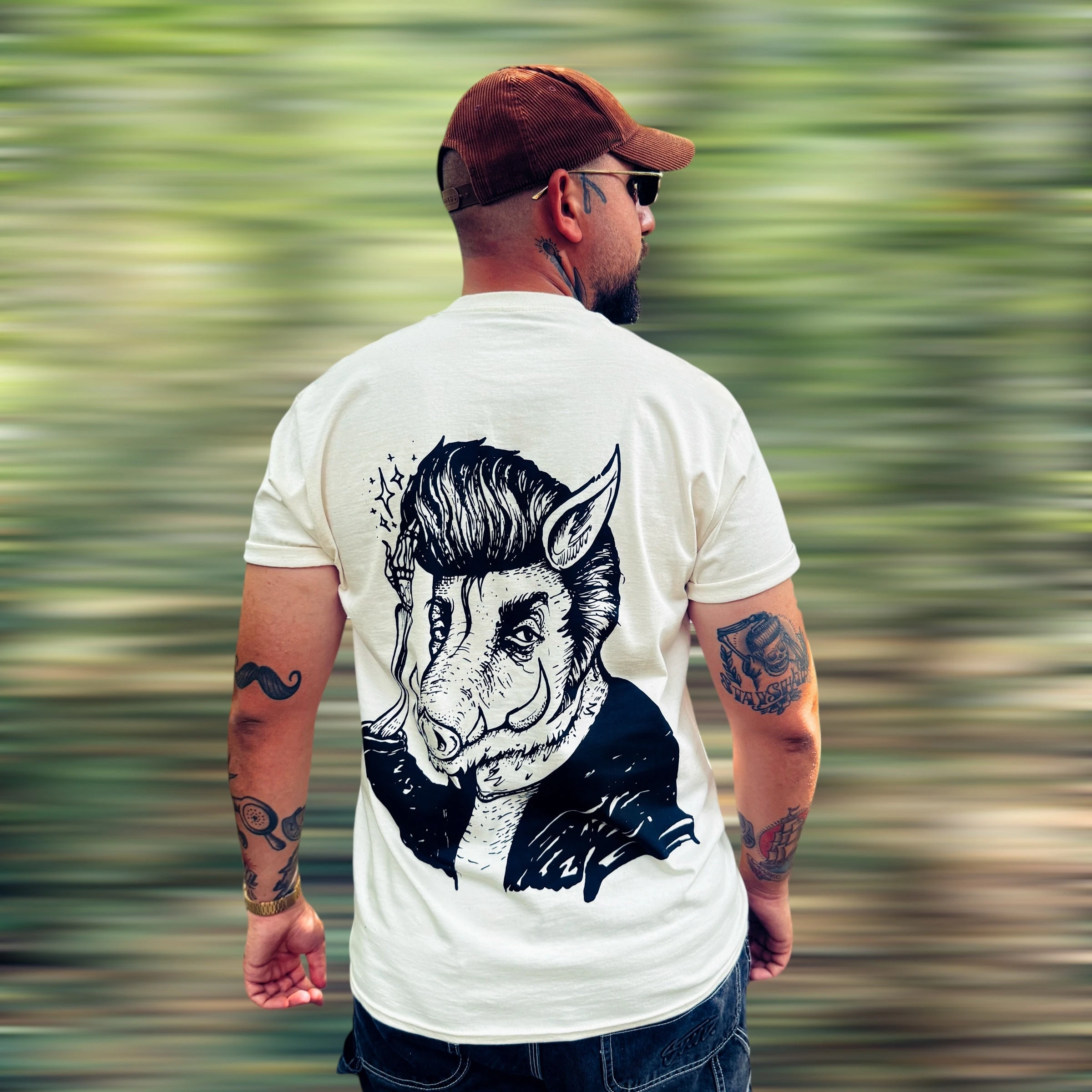 Rock Boar Vintage Barber Culture  American Traditional Tattoo Graphic Tee Cotton Mens Womens T-Shirt Summer Streetwear