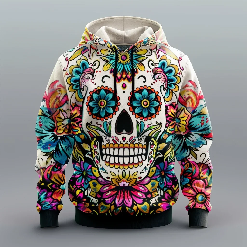 2024 Autumn 5XL Mexican Traditional Retro Style 3D Digital Printed Large Size Sportswear Men\'s Street Hoodie Long Sleeve Hoodie