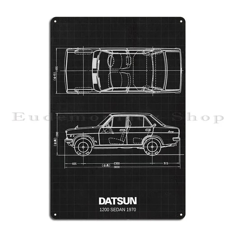 Datsun 1200 Sedan 1970 Metal Sign Garage Classic Create Personalized Cinema Tin Sign Poster