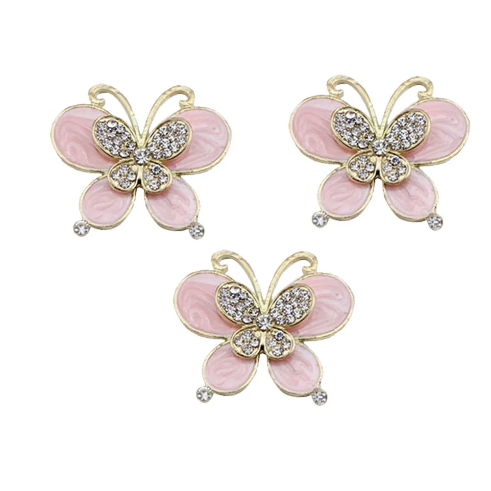 3pcs Alloy Phone Case Rhinestones Decor Diy Jewelry Accessories Sticker Pink For Shoes Bags Home Decoration Phone Accessories