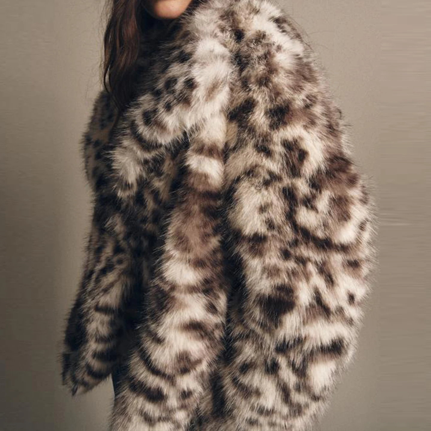 Z 2025 新ファッションアニマルプリント人工毛皮ジャケット レディースアウター 長袖ルーズフィット通勤スタイル秋コート