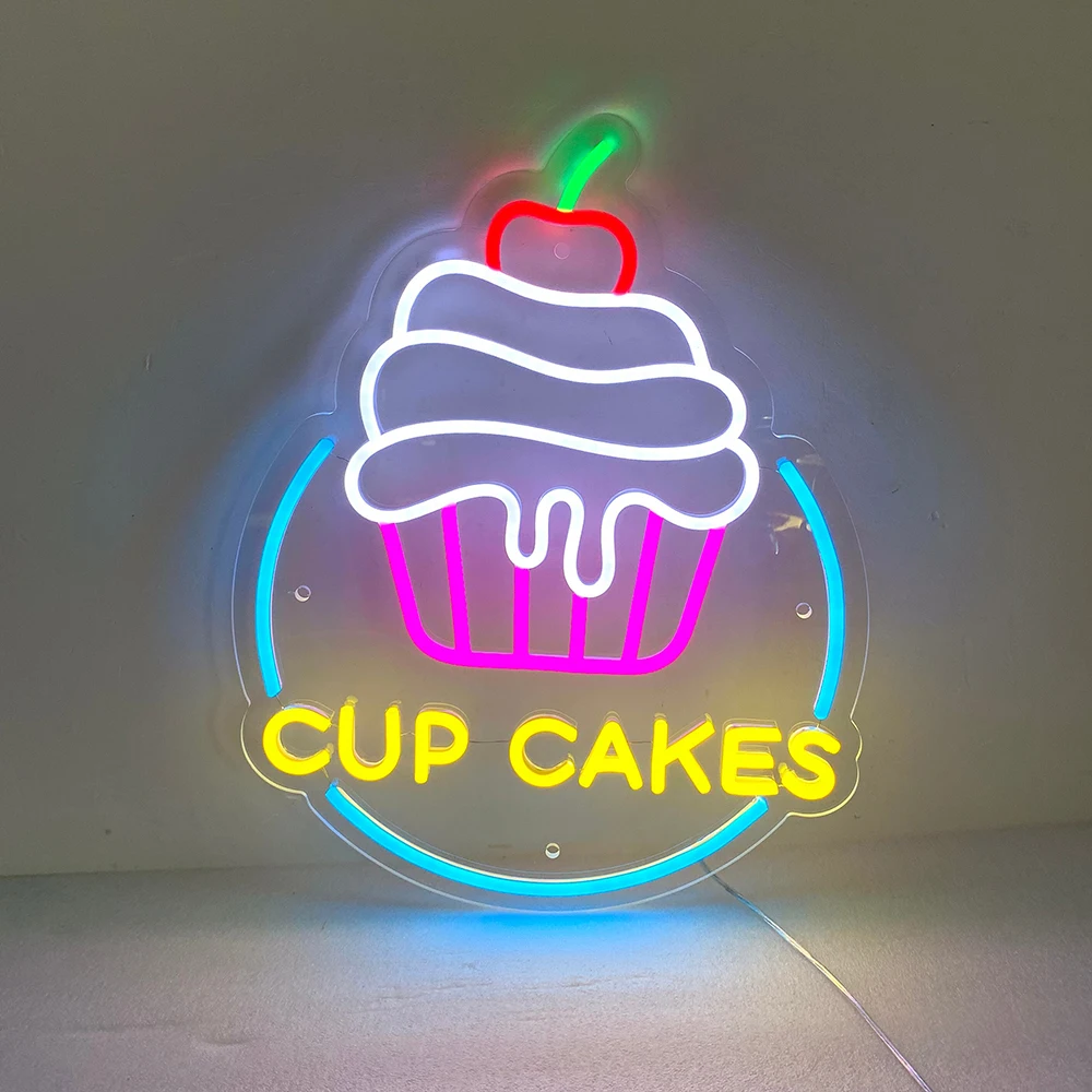 Cupcake Neon Sign Bakery Cake Shop Decoration LED Light Sign Custom Sweet Dessert Storefront Wall Decor Business Neon Lights