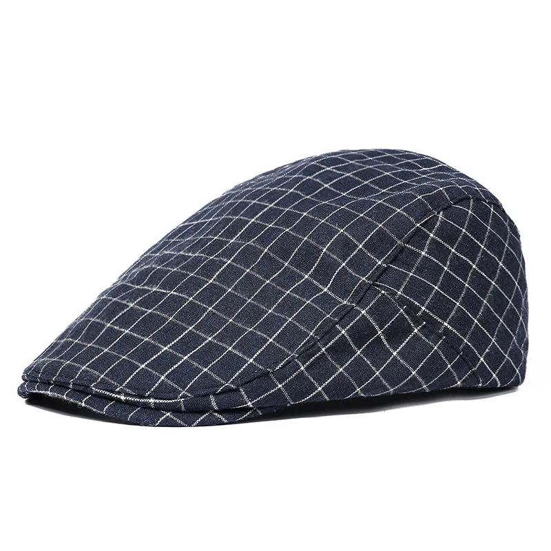 2024 Four Seasons Cotton Plaid Newsboy Caps Flat Peaked Cap Men and Women Painter Beret Hats 179