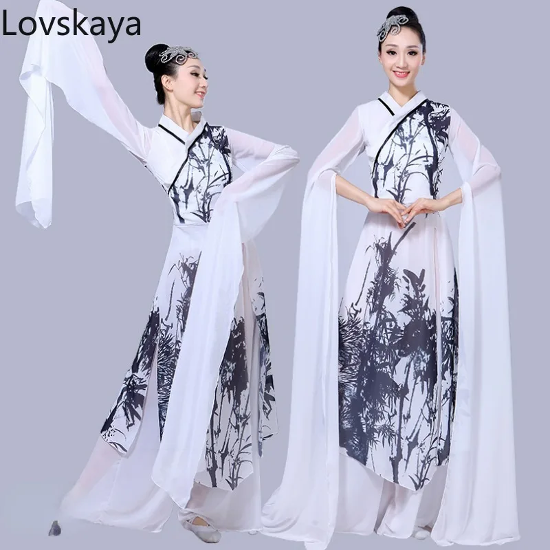 New Ink Color Dance Costumes Chiffon Stage Dress Sleeve Dance Suit Classical Dance Costume