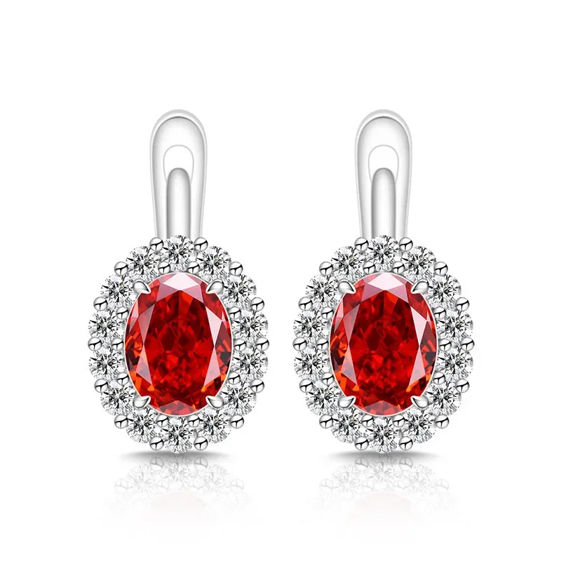 Exquisite Ice Flower-Cut Pigeon Egg 925 Sterling Silver Earrings with High-Carat Diamond Egg-Shaped Earrings for Ladies' Jewelry