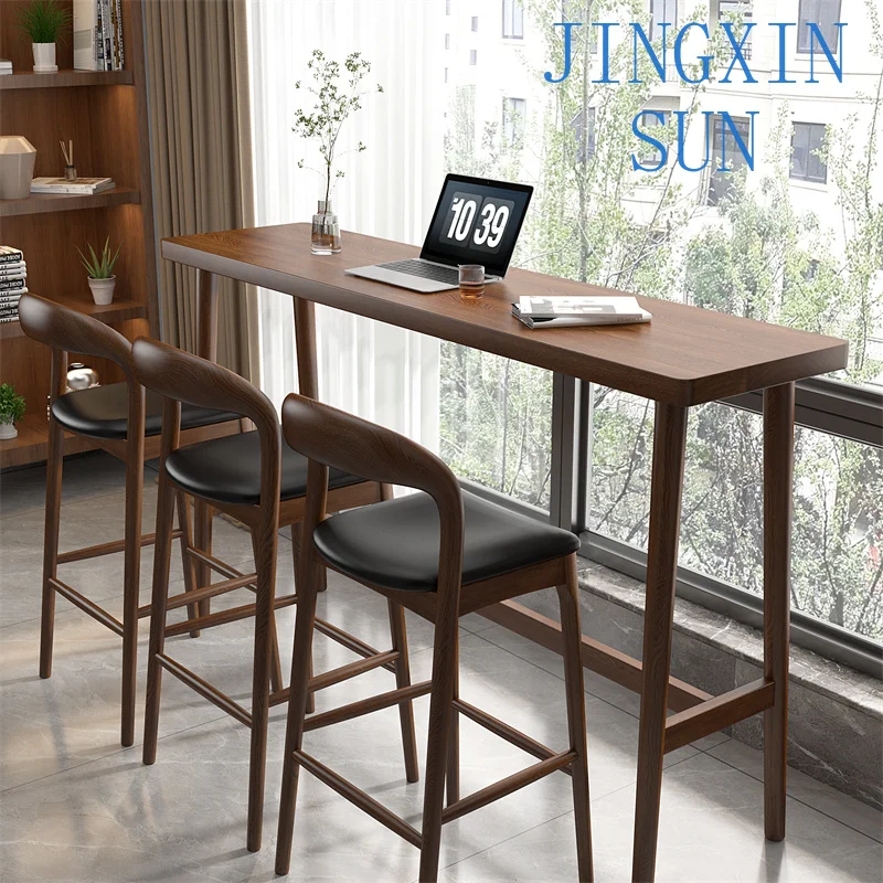 Leisure balcony window solid wood bar table household partition long table bar milk tea