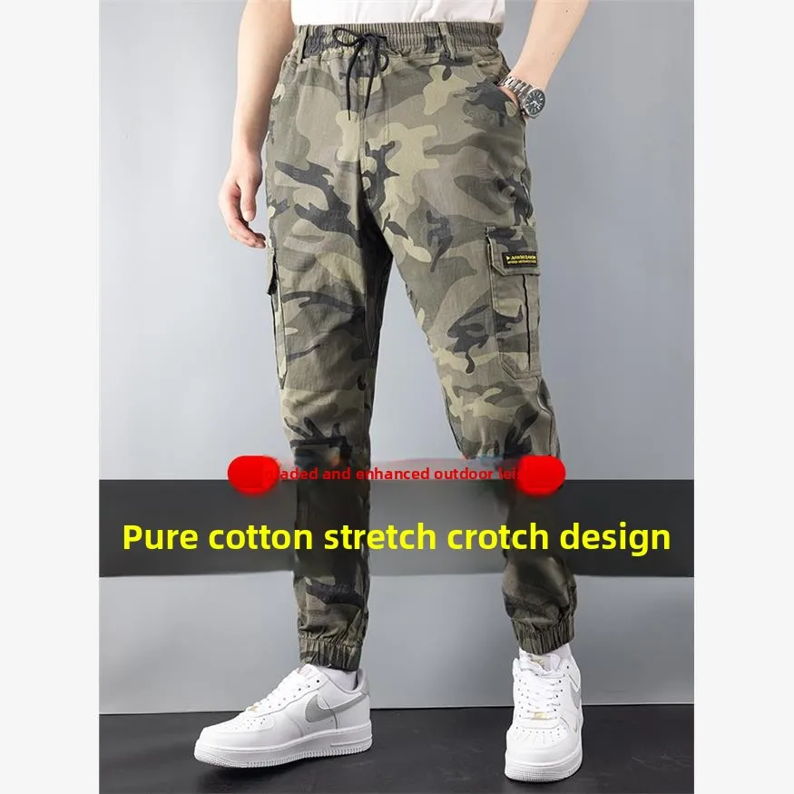 

Men's Workwear Pants Cotton Elastic Waist Loose Wear-resistant Protection Pants City Walk Cleanfit Style Mid-aged Youth
