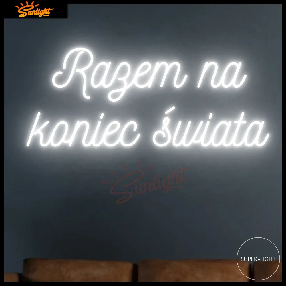 LED Neon Sign Razem na koniec Swiat Sign 100cm Width Neon Sign Custom Room Home Party Decoration Neon Light for Birthday Gifts