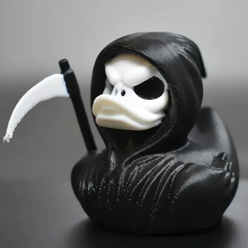 1 Satz Sensenmann-Ente, bedruckte gruselige Todes-Enten-Statue, geeignet für Heimdekoration, Halloween-Dekoration für Spukhaus-Party