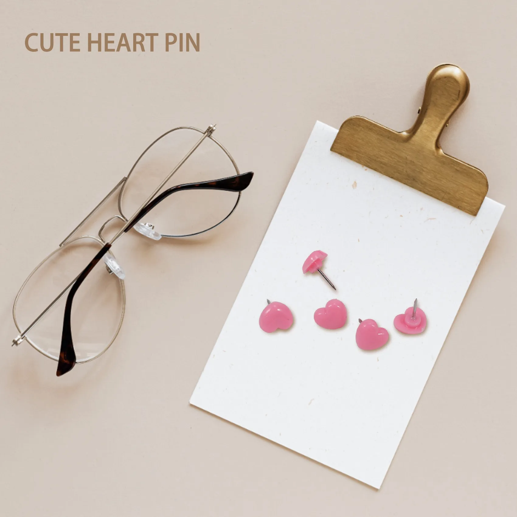 HITL Heart shape 50pcs Plastic Quality Cork Board Safety Colored Push Pins Thumbtack Office School Accessories Supplies Pink