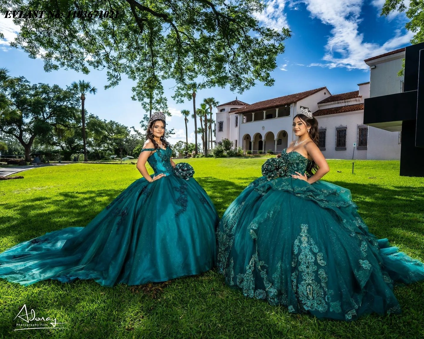 EVLAST Mexican Dark Green Quinceanera Dress Ball Gown Lace Applique Beaded Tiered Ruffles Corset Sweet 16 Vestidos De Anos SQ369