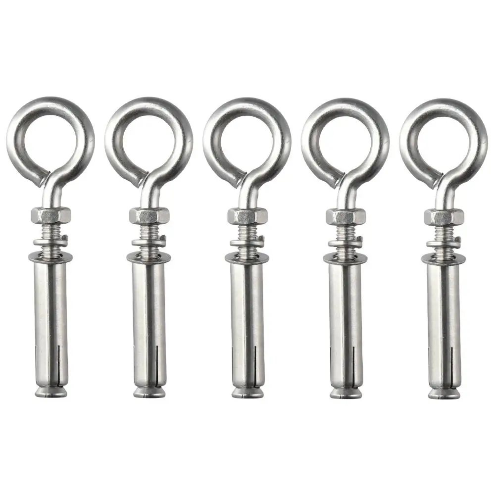 5pcs 304 Stainless Steel Expansion Bolts Silver M8*106mm Expansion Eyebolt Heavy Duty Eyebolt Bolt Wall Concrete Brick Anchor