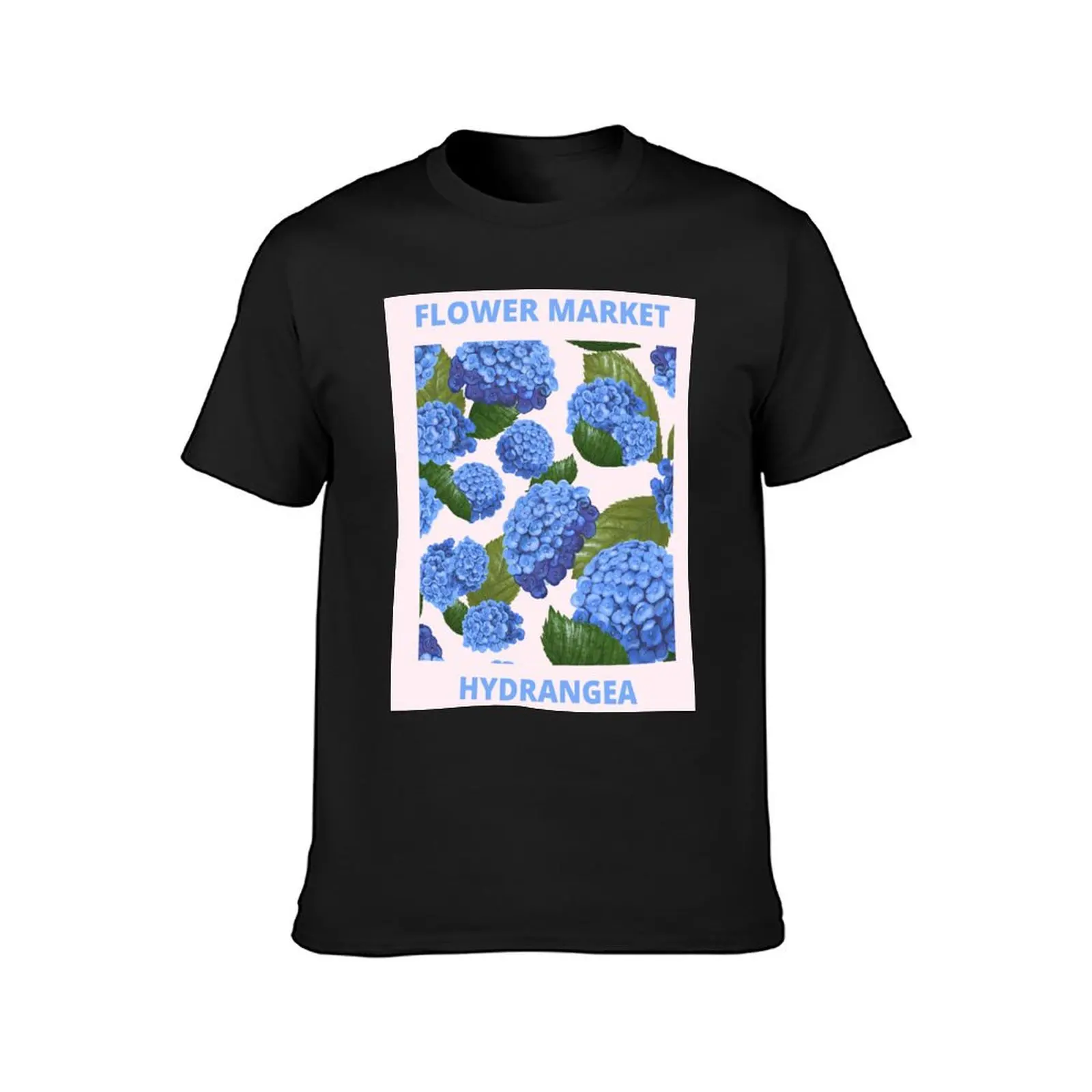 Vintage Blue Hydrangea Flower Market T-Shirt quick-drying cute clothes customs design your own mens cotton t shirts