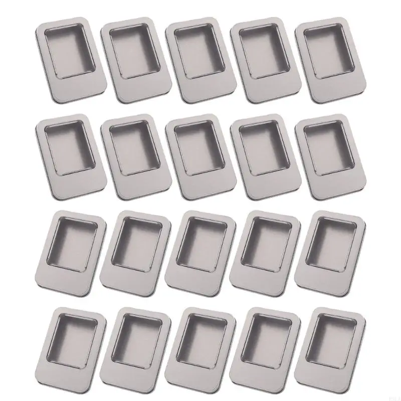 2025 جديد 20pcs مربع القصدير الحديثة مع أزرار الأذن العليا الصافية والبطاقات الصفيحة Clear Top Case Portable Supplies