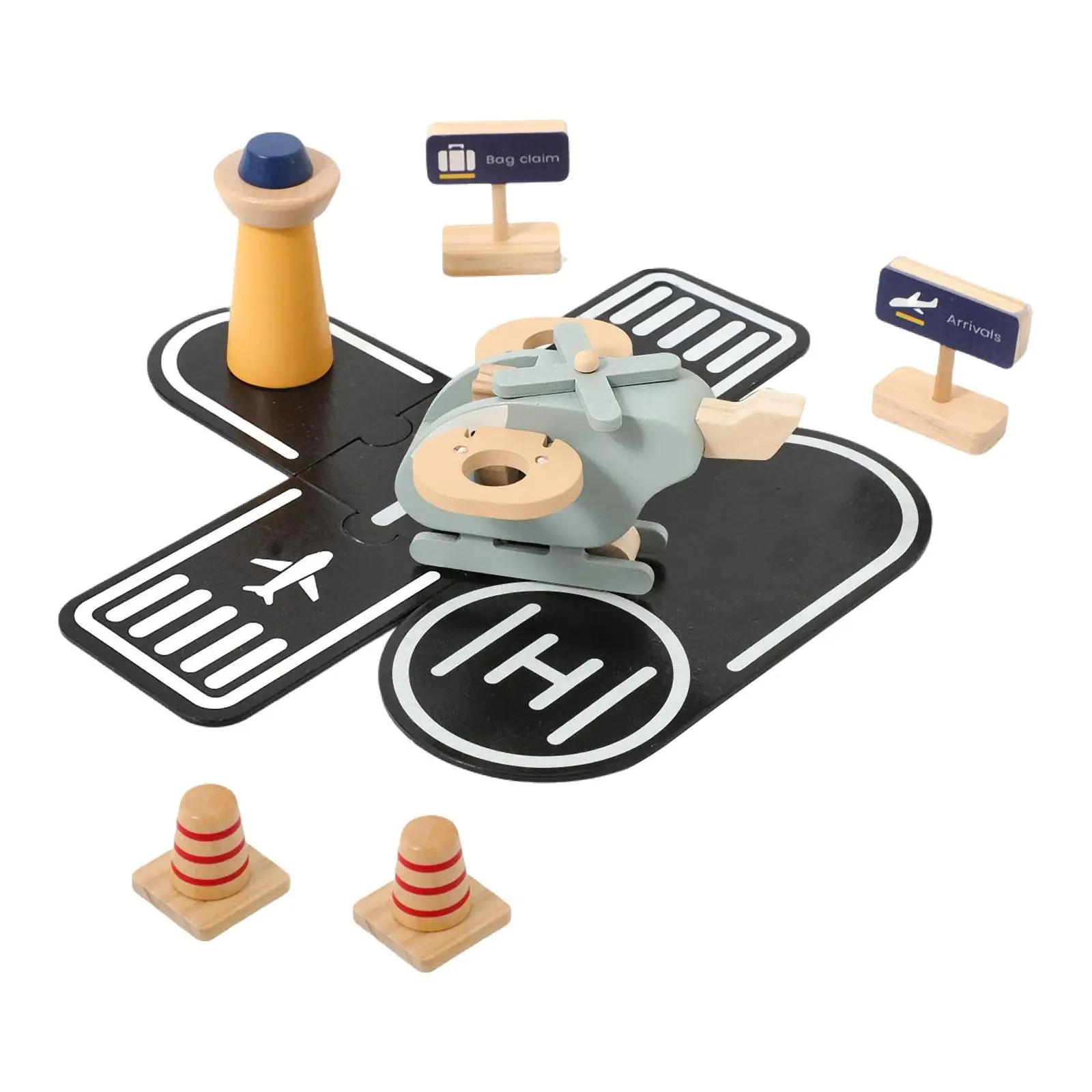 Wooden Airplane Toys Hand Eye Coordination Air Transport Vehicles Play Set for Under 3 Year Old Traveling Girls Home Birthday