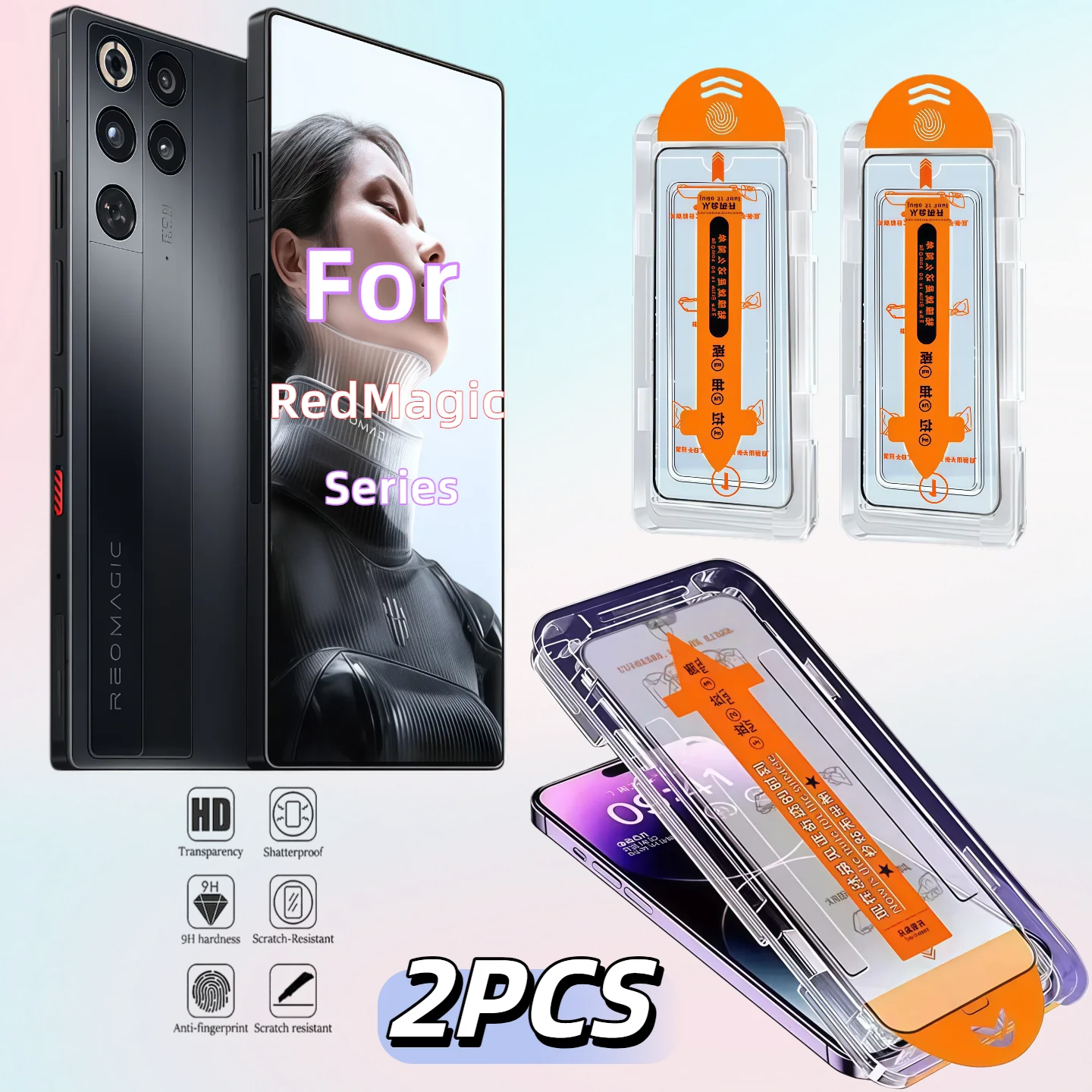 2 Stück für ZTE Nubia Redmagic Red Magic 8 8S 9 9S 10 10S 5G gehärtetes Glas Displayschutzfolie 9H Härte HD klar Anti-Fingerabdruck