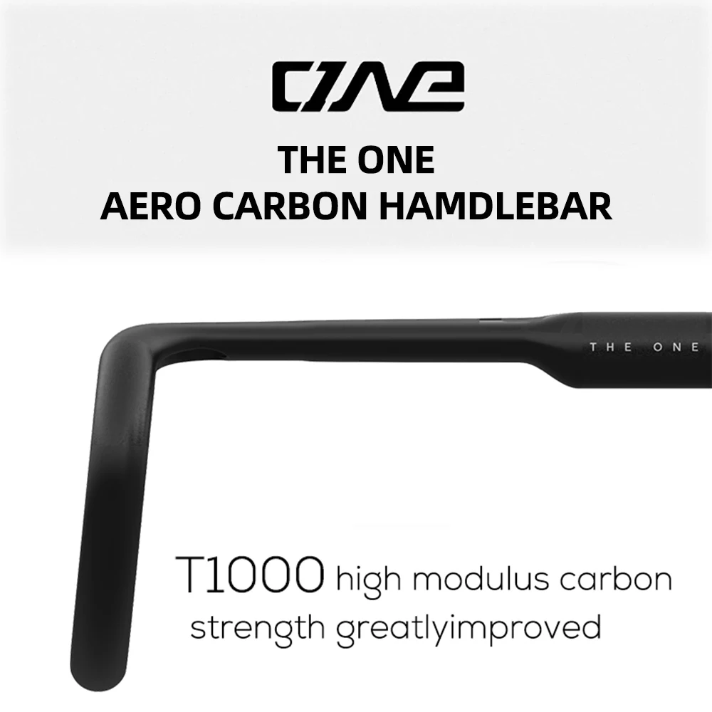 

THE ONE AERO T1000 Road Handlebar 380/400/420/440mm Black Matt Fully Internal Routing Road Bicycle Gravel HandleBar