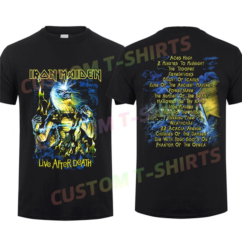 2024 Maglietta da uomo Casual Iron Live After Death T-shirt Nera di Maidens Grafica estiva maniche corte 100% cotone S-3XL Cool Tee