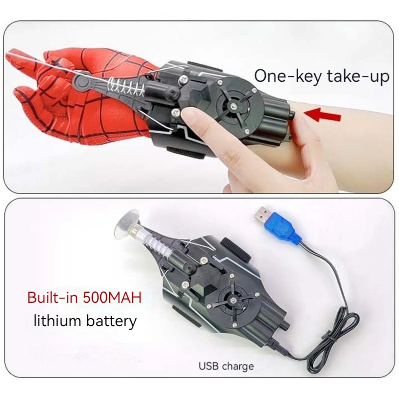 Spider-Man Web Shooters ML Legends Spiderman Network Electric Launcher rękawice zabawki Manga figurka rekwizyty do Cosplay prezent dla dzieci