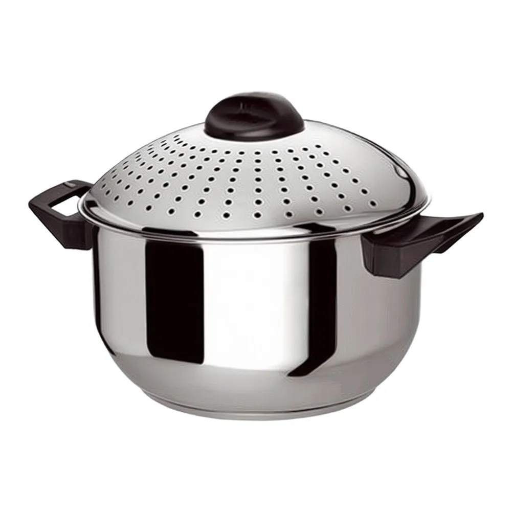 Stainless Steel Pot with Perforated Lid for Pasta Drainage Rice Rinsing Soup Boiling and Straining of Fruits Vegetables