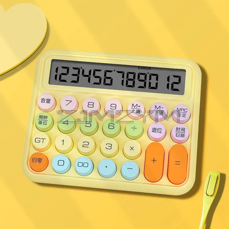 12 Digit Calculator Cute Color Voice Calculator LCD Display Mechanical Keyboard Office Students Calculator For Efficient