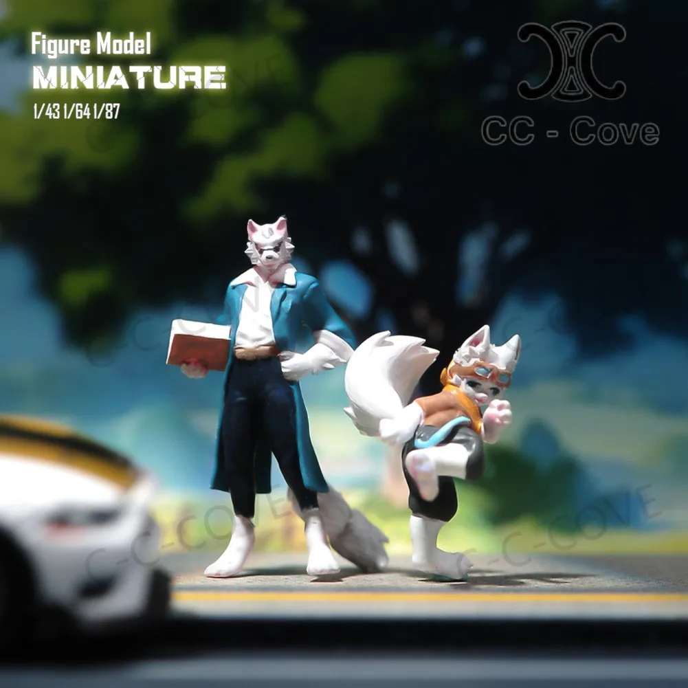 

Painted Miniatures 1/43 1/64 1/87 A gentle And Refined Wolf Gentleman And A Cute Wolf Child Figure Model Toys View Decoration