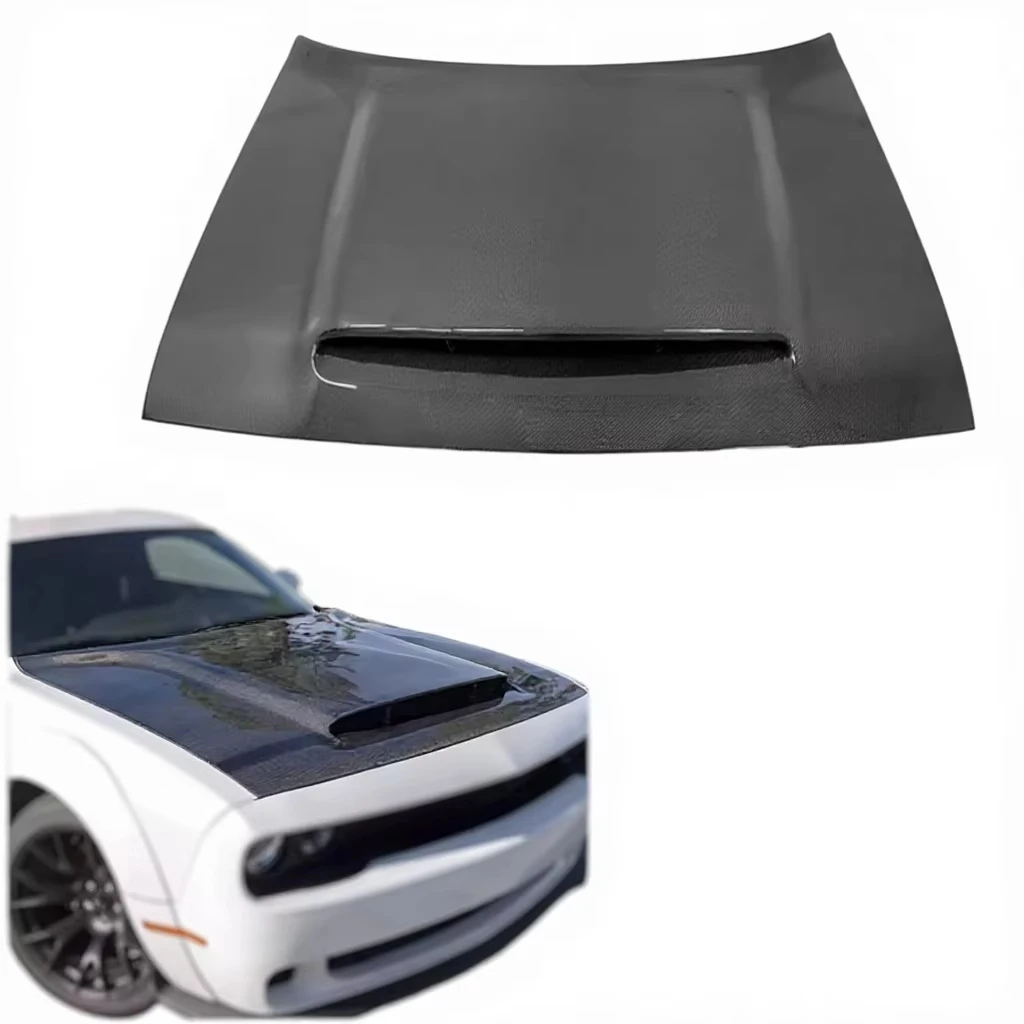 

For Challenger Carbon Fiber Hood Retrofit Replacement Devil Style Cutouts