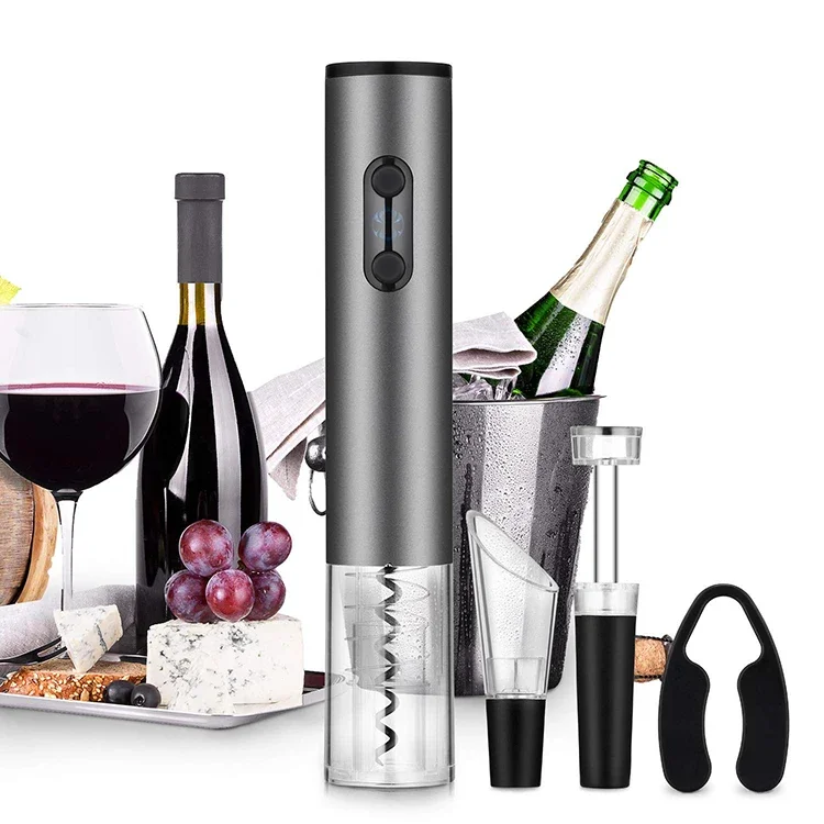 Portable Automatic Stainless Steel Wine Bottle Opener Set Electric Liquor Corkscrew Motor Wine Bottle Lifter