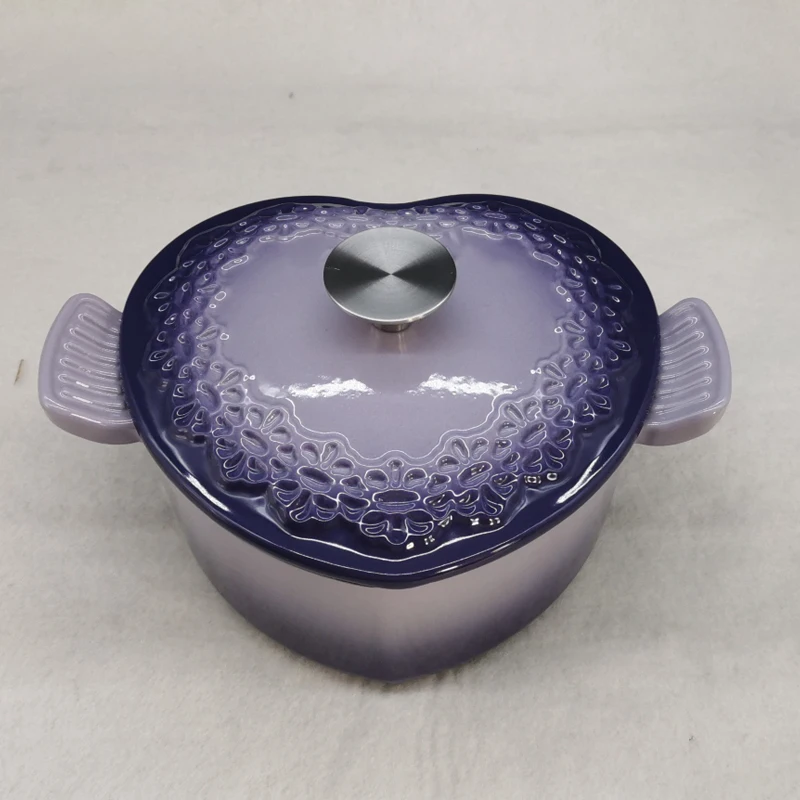 1.9L Enameled Cast Iron Casserole Stew Soup Pot Violet