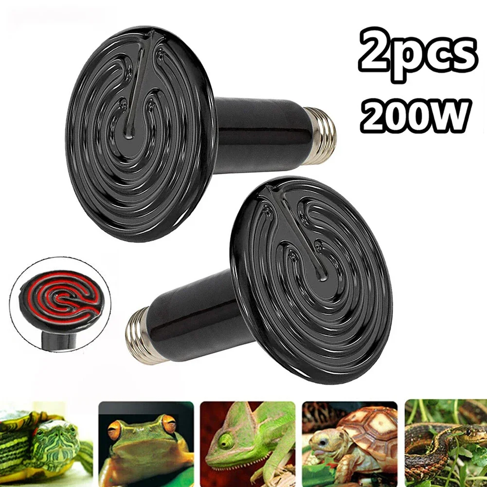 2 szt. Ceramiczna lampa grzewcza żarówka na podczerwień dla gadów drobiu wylęgających się amfibii terrarium zimowe źródło ciepła E27 200W — zdjęcie 6