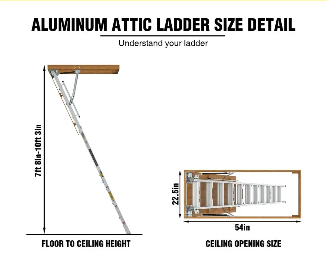 Loft Lift Retractable Aluminum Household Floor Stairs Aluminum Folding Stairs Loft