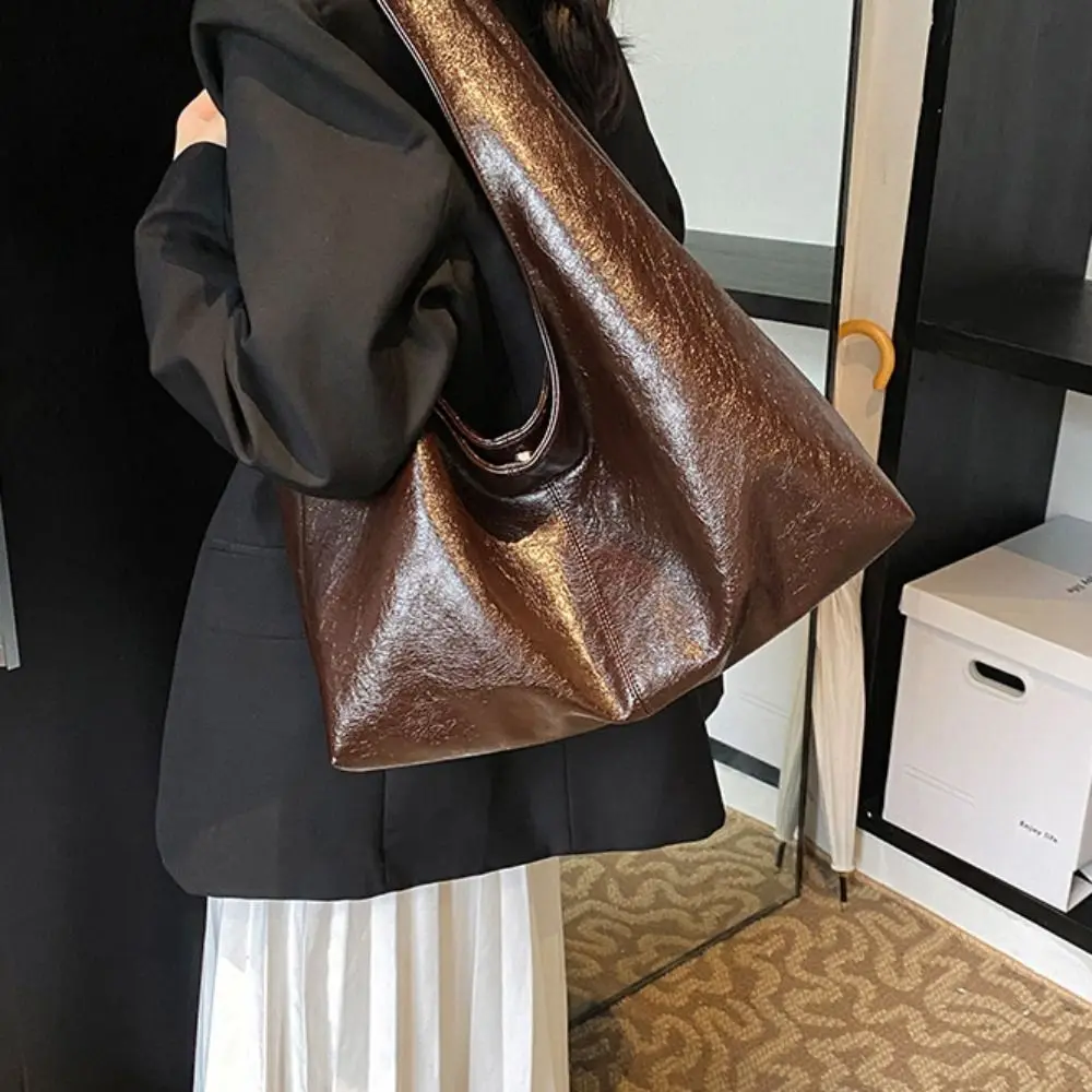 

Sweet Korean Style Retro PU Tote Bag Tote Bag PU Leather Large Capacity Handbag Solid Color Large Capacity Underarm Packs Girls