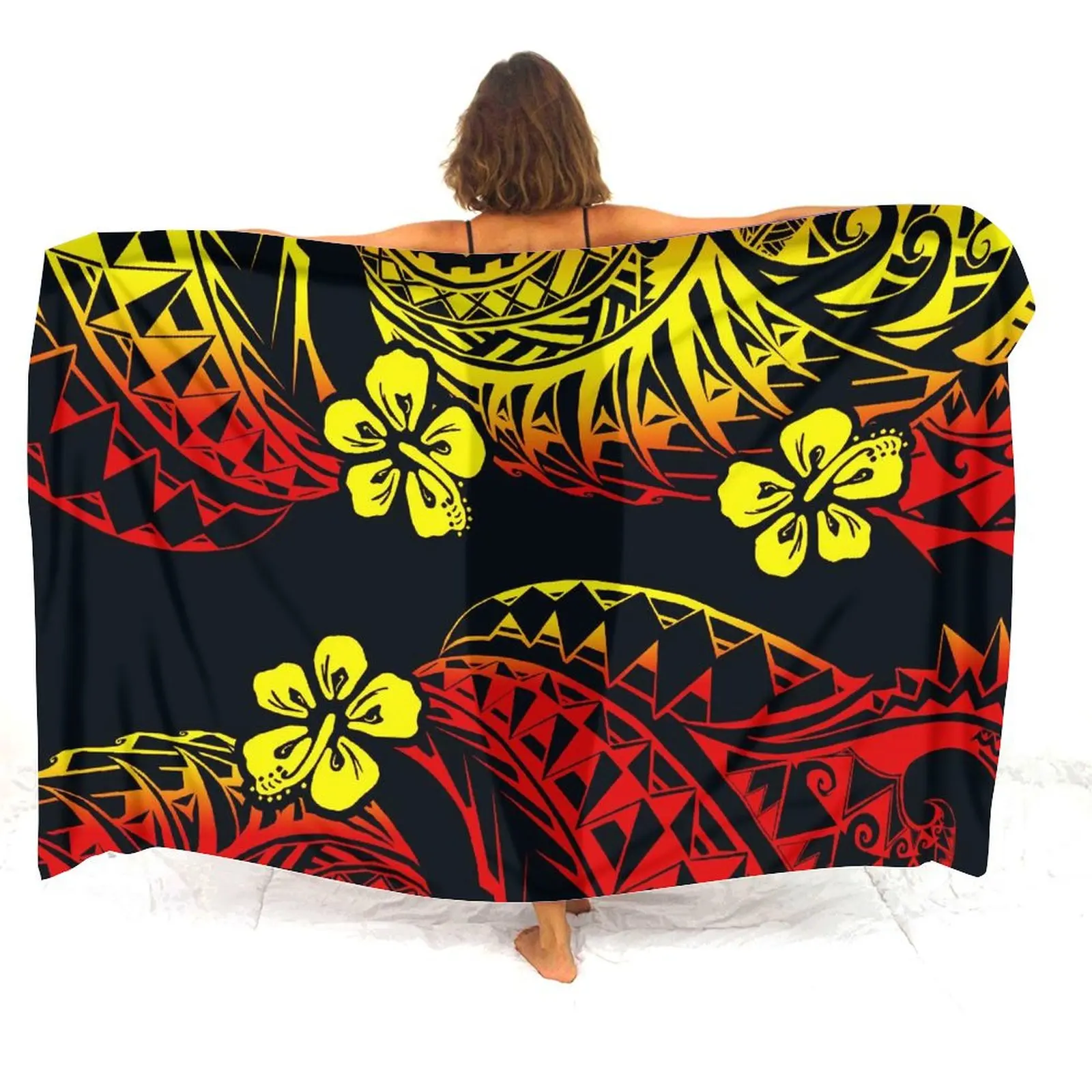 

Polynesian Custom Beach Sarong Women Floral Artistic Print Shawl Skirt Lightweight Tropical Vacation 2025