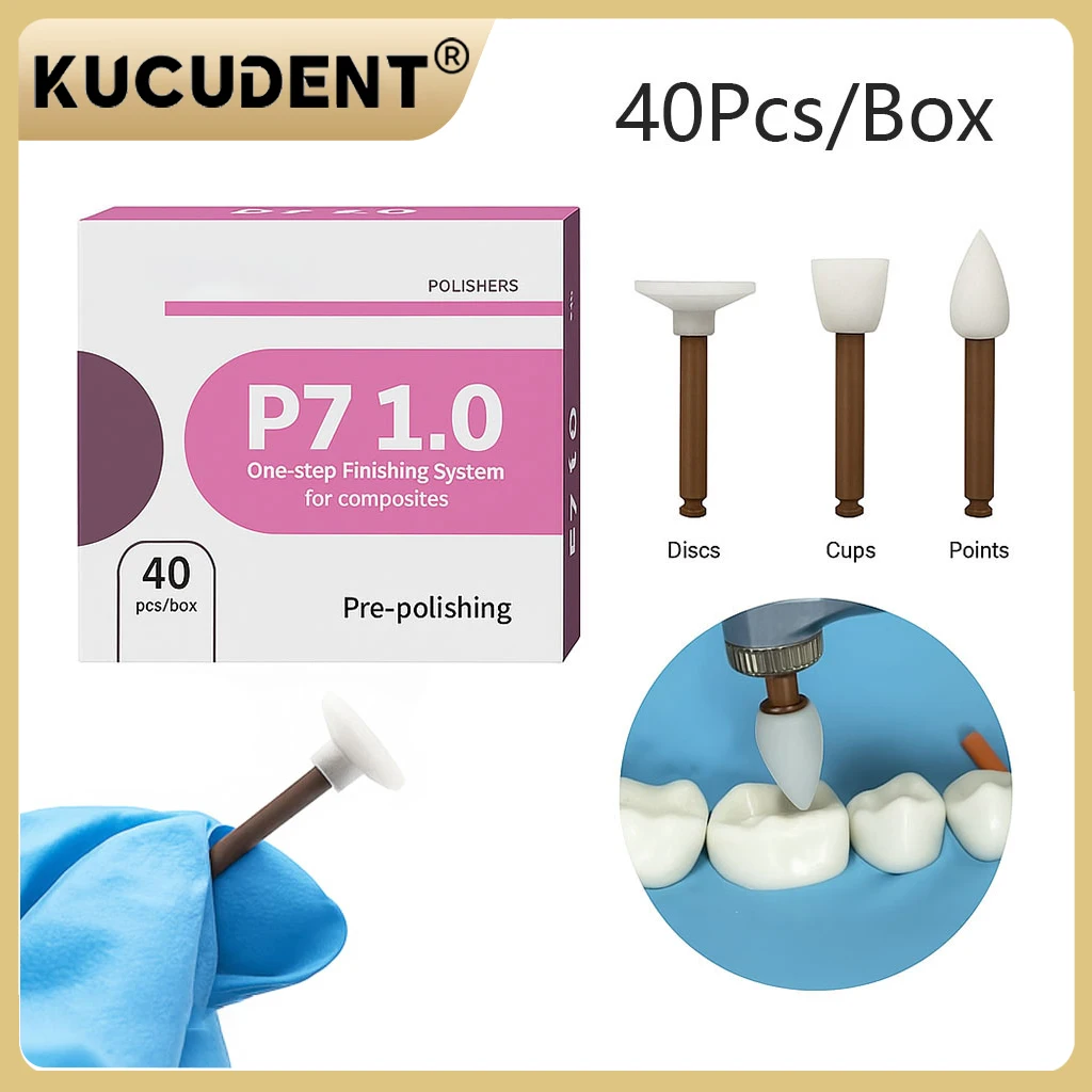 

40Pcs Dental Composite Resin Polisher Kit - One-Step Finishing System P7 1.0 (Discs/Cups/Points) for RA Shank Handpiece