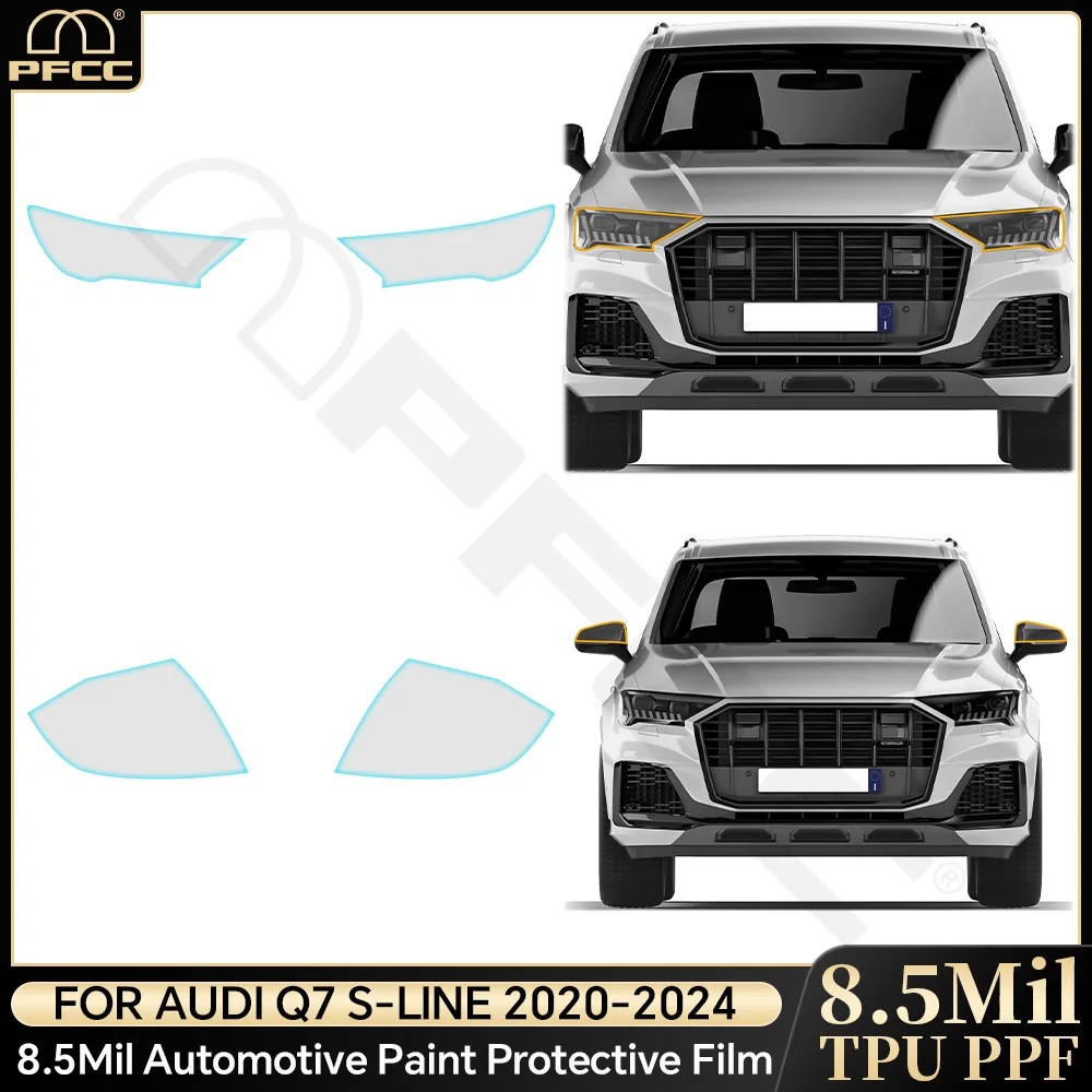 

Pre-cut PPF Car Headlight Protective Film TPU Clear For Audi Q7 S-Line 2020-2024 Rearview Transparent Scratch Resistant