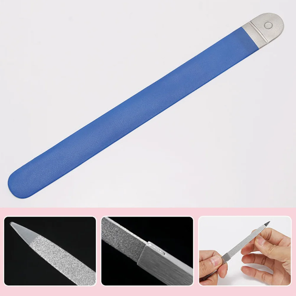 

6pcs Stainless Steel Files Double Side Carborundum For Fingernails Toenails Acrylic Nails Travel Business Easy Carry Double