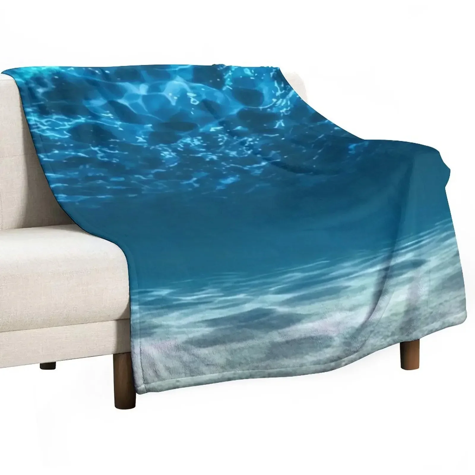 Ocean bottom, view beneath surface Throw Blanket Beach Flannel Soft Big Blankets