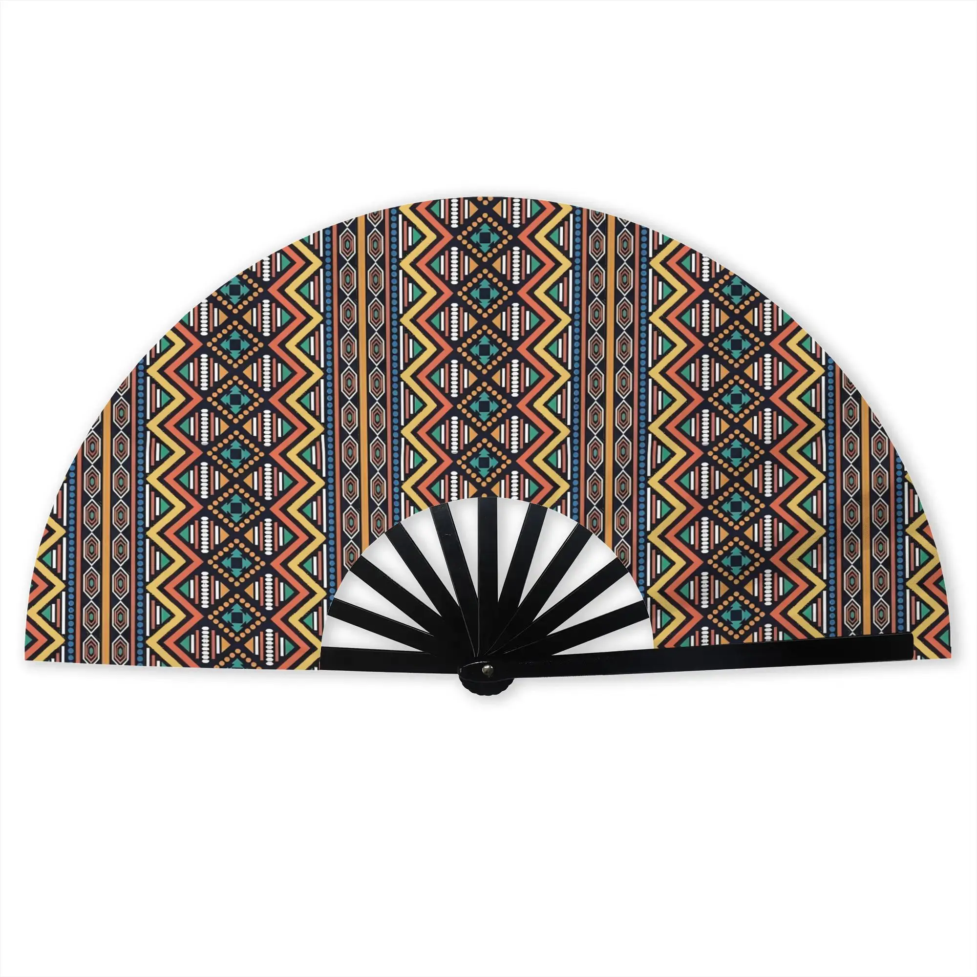 Ankara Batik Sarawak Stylish Hand Fan Women African Ethnic pattern Printed Polyester Fan Trendy For Dancing Gift