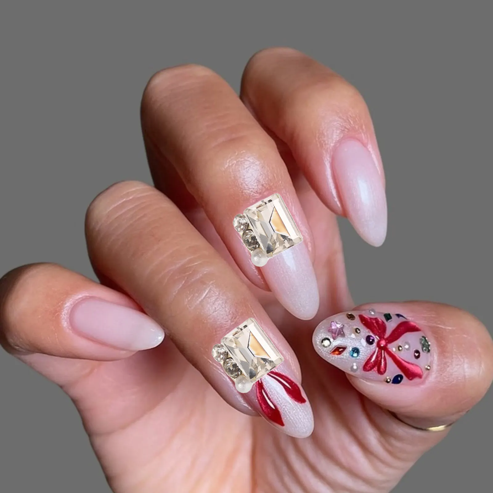 

48Pcs Clear Nail Art Rhinestones Glass Crystal Decor Flatback for DIY Manicure Sophisticated Daily Styling